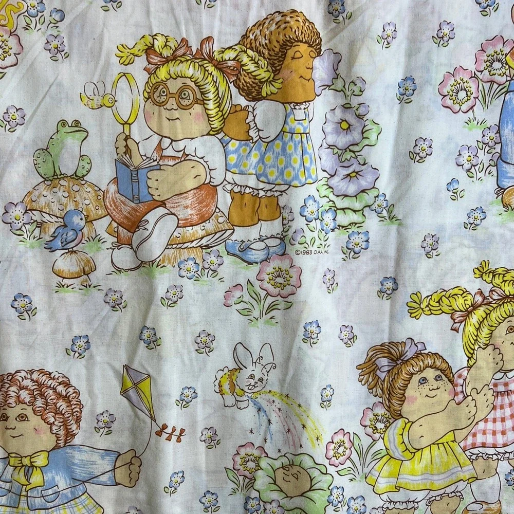 Pequot Cabbage Patch Kids Twin Flat Sheet 1983 Vintage Pastel Kidcore Aesthetic